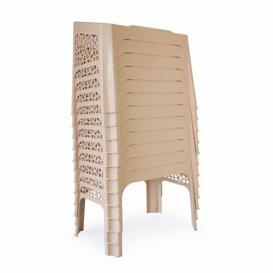 Preview: 12er-Set Koranhalter Rahle in Beige – Stapelbarer Buchständer aus Kunststoff mit Ornamentmuster, 47 x 30 cm