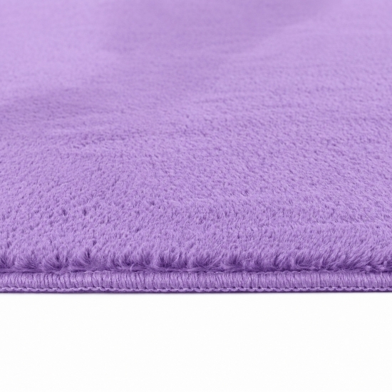 Teppich Flieder moderne Felloptik samtweicher Kurzflor Wohnzimmer