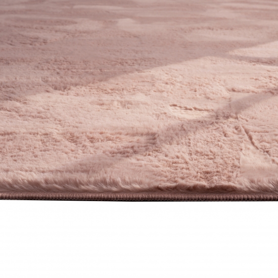 Teppich rosa Hasenfell-Optik elegant weich mit feinem Schimmer modern
