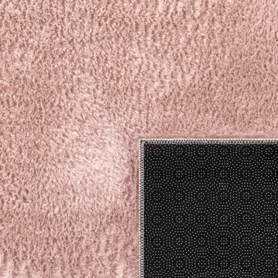 Teppich rosa Hasenfell-Optik elegant weich mit feinem Schimmer modern