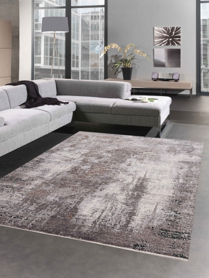 Teppich Wohnzimmerteppich Designerteppich abstrakt grau beige