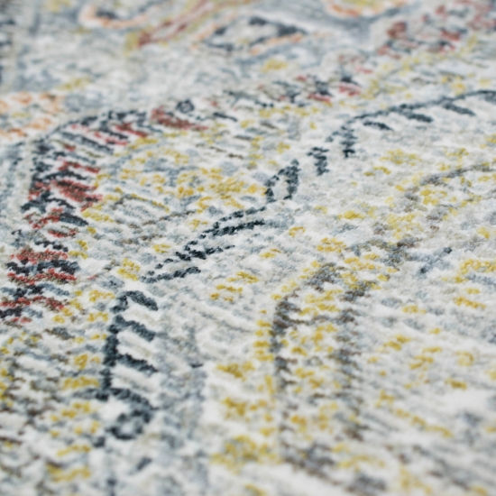 Moderner Orientalischer Vintage Teppich bunt gelbtöne