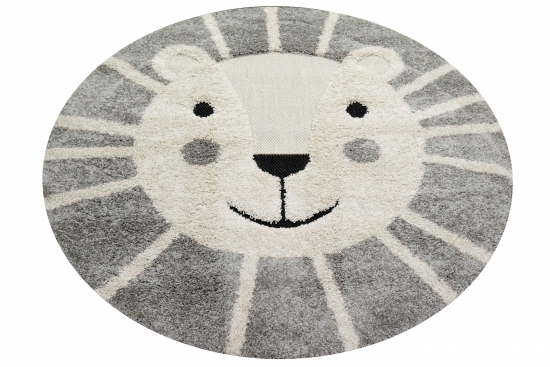 Lächelnder Löwenkopf Kinderzimmer Teppich Outdoor & Indoor weiche Baby Spielmatte Hoch Tief Effekt weiss grau creme