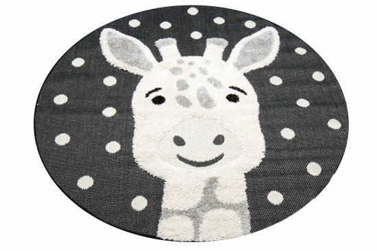 Giraffen Kinderzimmer Teppich weiche Baby Spielmatte Hoch Tief Effekt schwarz grau creme