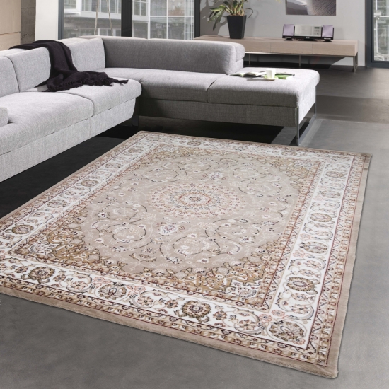 Eleganter Orientteppich mit wunderschönen Verzierungen | OEKO-TEX | in beige