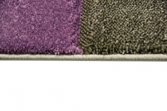 Moderner Teppich Kurzflor Teppich Karo pastell lila beige creme braun