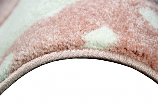 Kinderteppich Spielteppich Teppich Kinderzimmer Babyteppich Hase in Rosa Creme Grau
