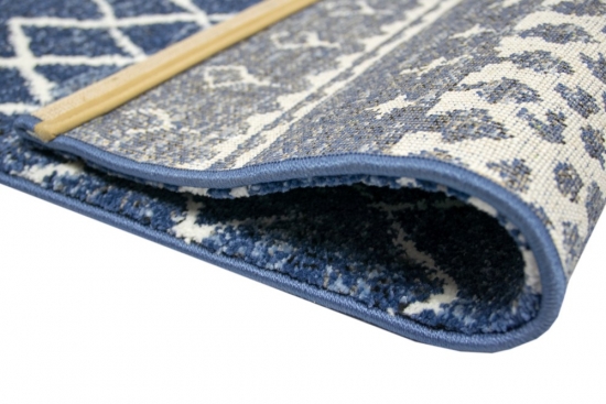 Designer Teppich Wohnzimmerteppich modern blau creme