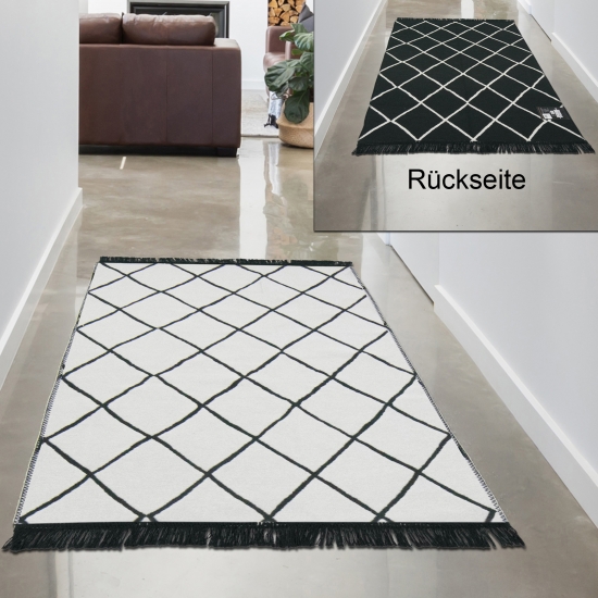 Preview: Wendeteppich für In- & Outdoor mit Rautendesign