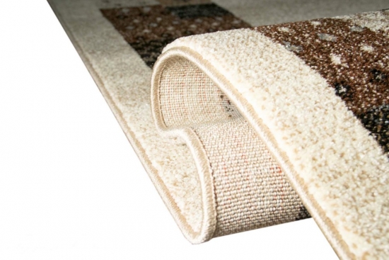 Designer Teppich Moderner Teppich Wohnzimmerteppich Bordüre beige creme türkis
