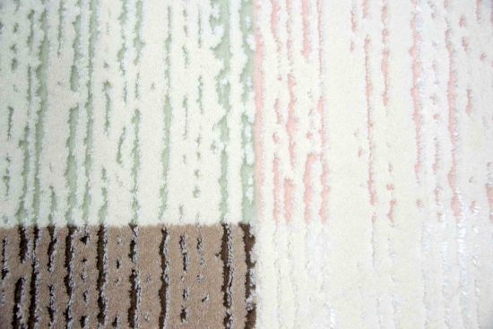 Moderner Teppich Wollteppich Wohnzimmer Teppich Karo beige creme rosa mint grün