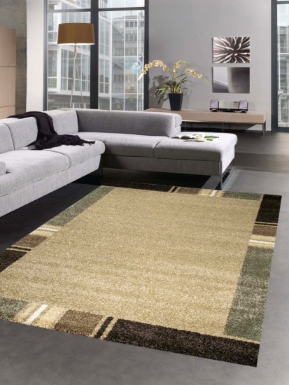 Moderner Teppich Kurzflorteppich Wohnzimmerteppich uni braun beige