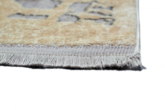Wollteppich Luxus Designerteppich Teppich abstrakt mit Naturfasern beige grau