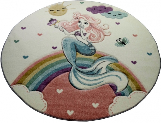Kinderteppich Spielteppich Babyteppich Meerjungfrau Prinzessin pastell rosa