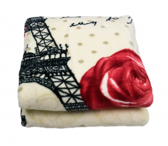 Decke Kinderdecke Tagesdecke Wohndecke Eiffelturm Paris rosa taupe