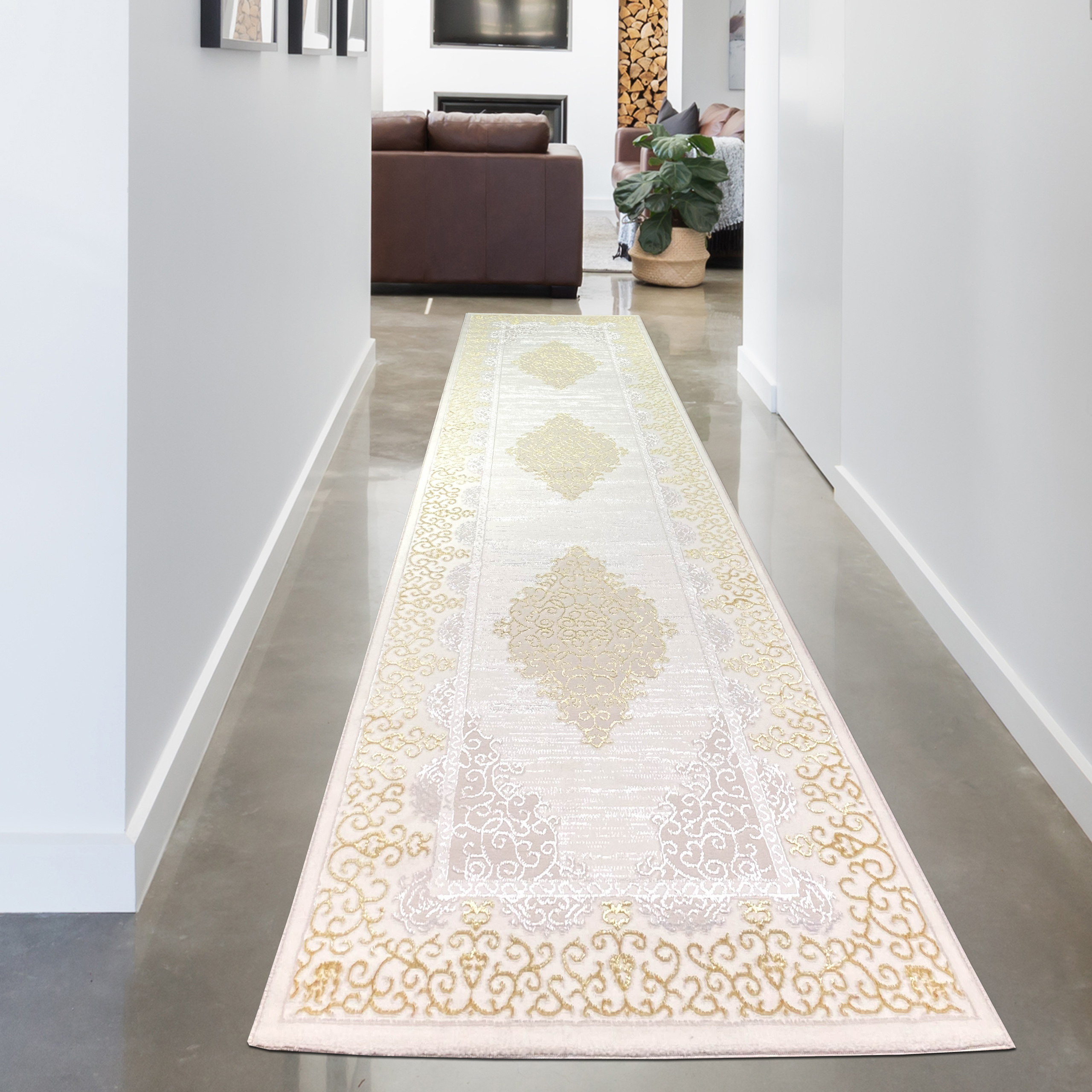 Teppich mit orientalischem Flair | luxuriös | weiß gold grau | CARPETIA