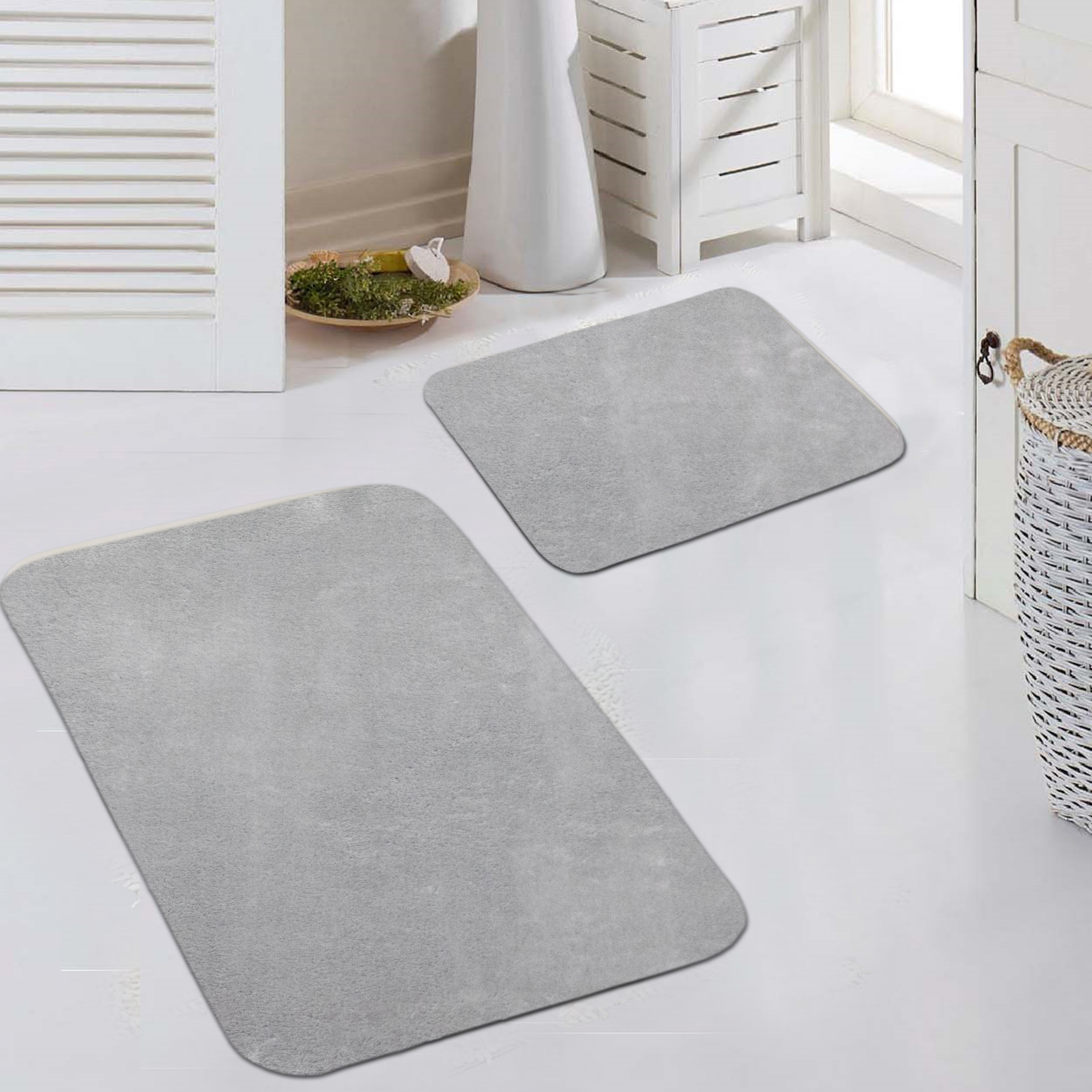 Badematte Badgarnitur Set 2-teilig Duschvorleger Badteppich waschbar marmor ... 
