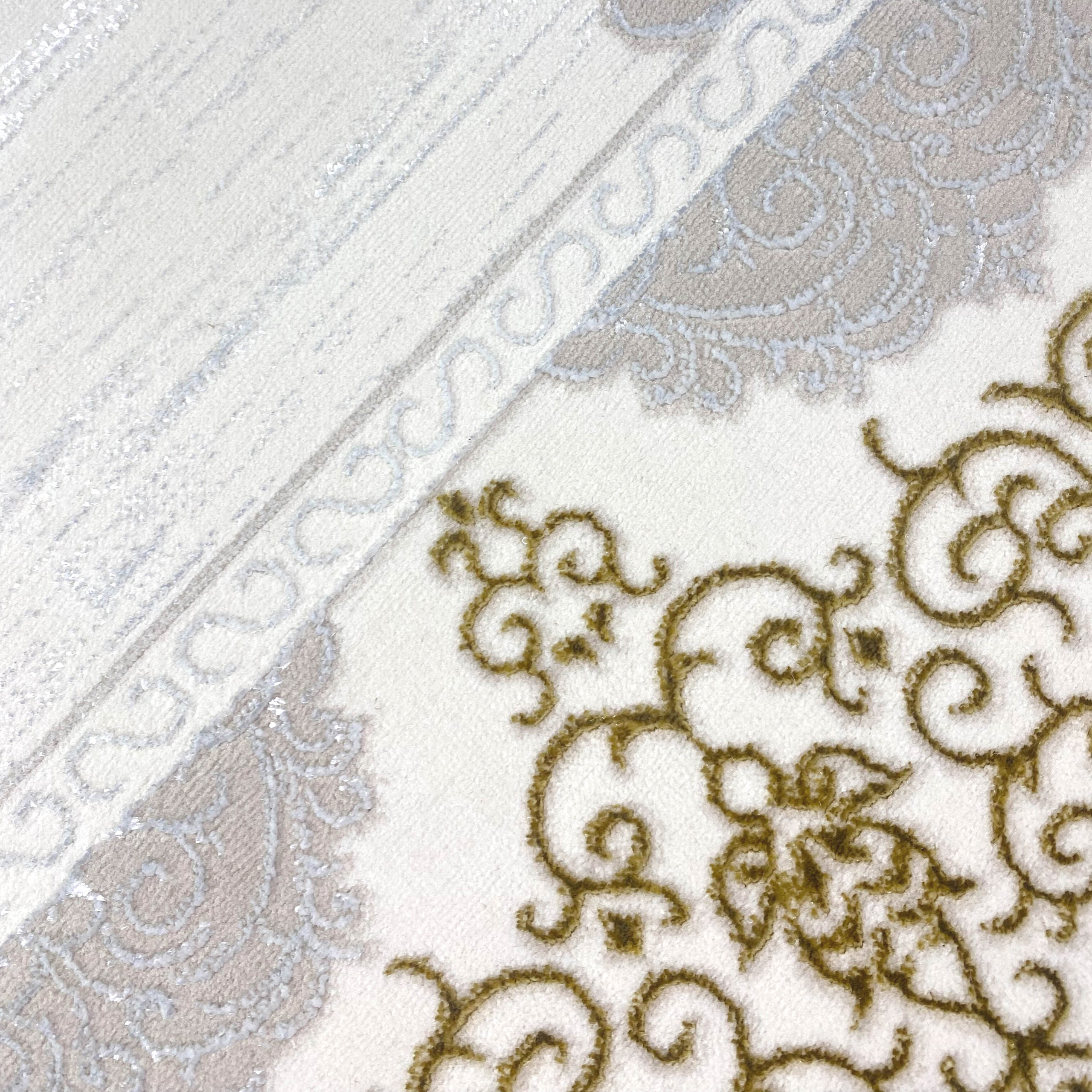 Teppich mit | weiß luxuriös grau gold orientalischem Flair | | CARPETIA