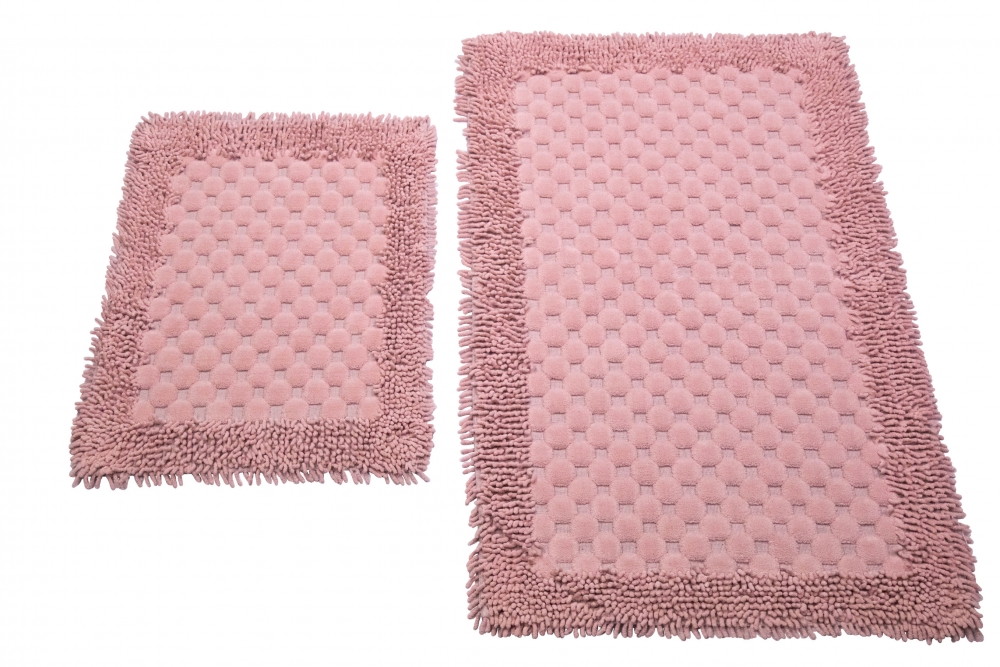 Badematten Set 2-teilig - waschbar - Kreis-Muster in rosa