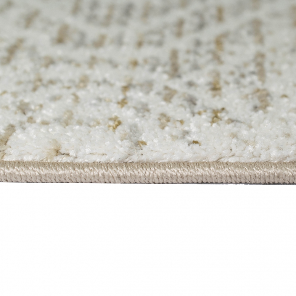 Teppich für Wohn- & Schlafzimmer | Pflegeleicht | mit Zick Zack Muster - creme