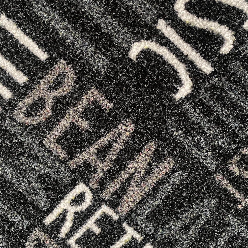Küchenläufer I Gelrücken I Schriftzug I beige, weiß