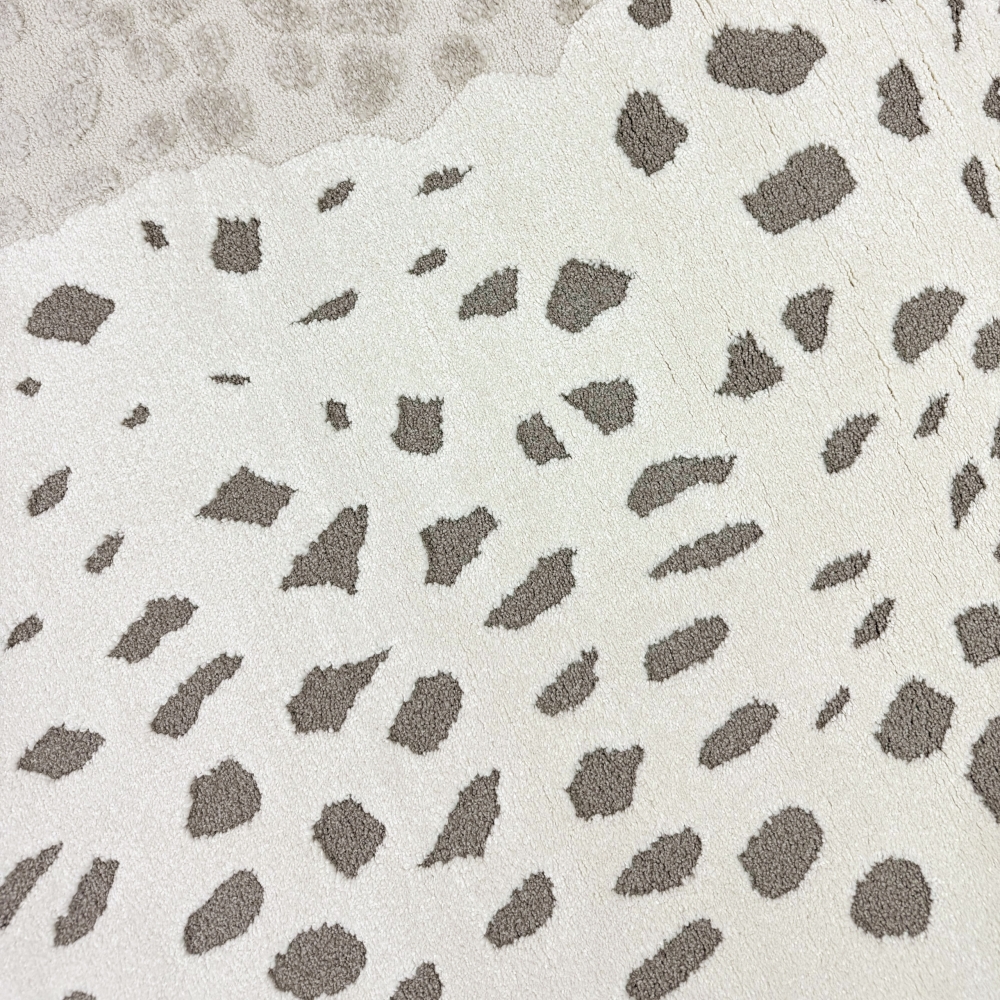 Kinderzimmer Teppich Weich Leopard 3D-Effekt allergikergeeignet in creme grau