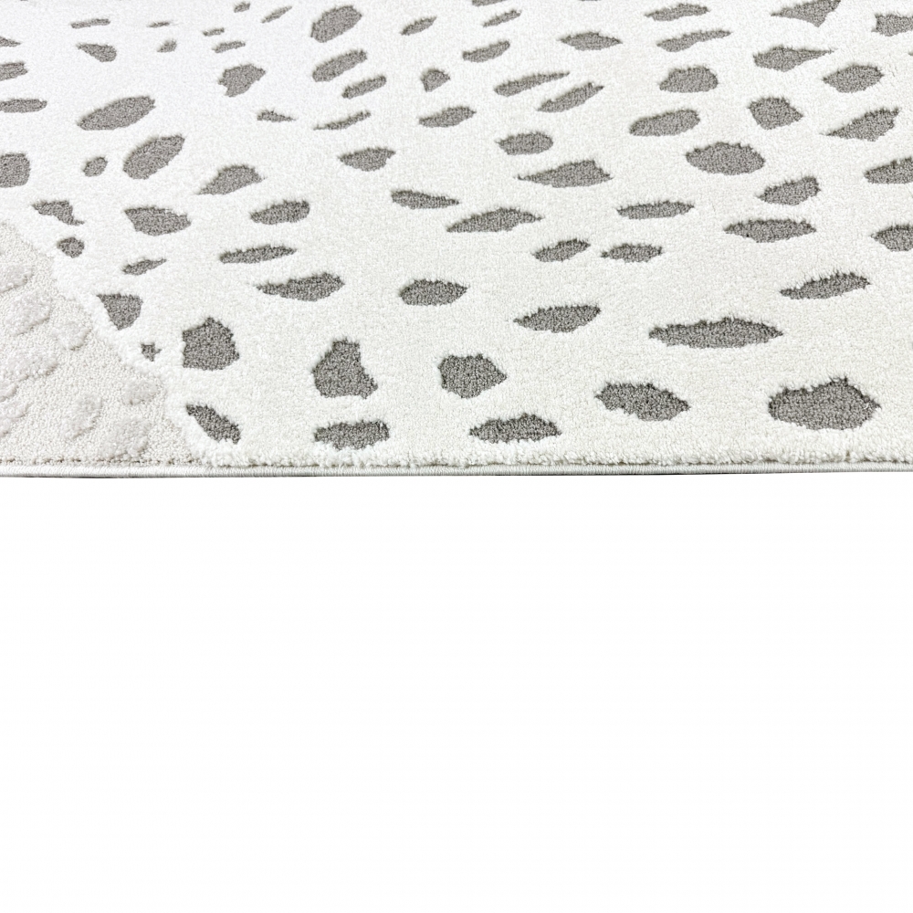 Kinderzimmer Teppich Weich Leopard 3D-Effekt allergikergeeignet in creme grau