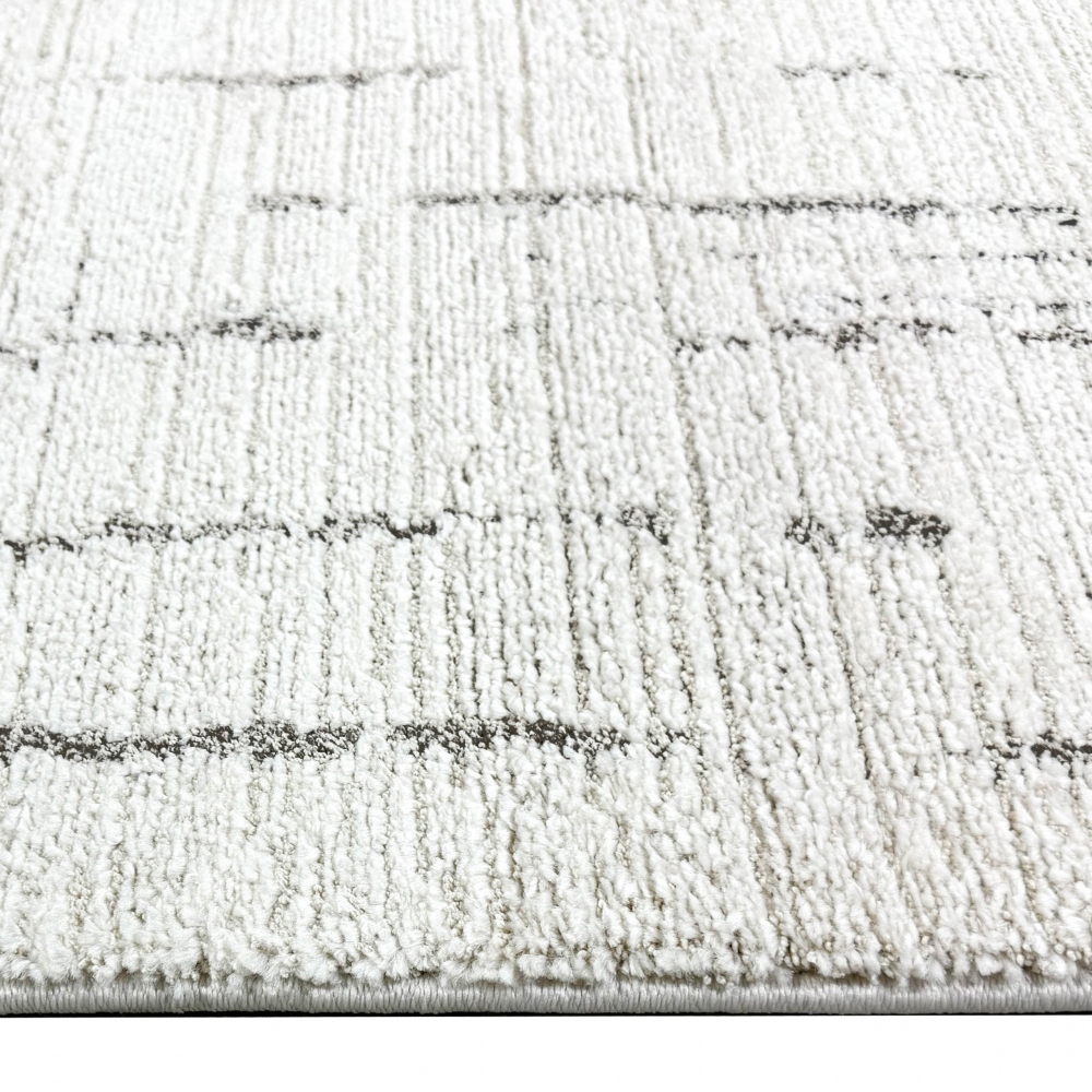 Wohnzimmer Teppich Schlafzimmer weich Strichmuster - creme mit grauen Streifen