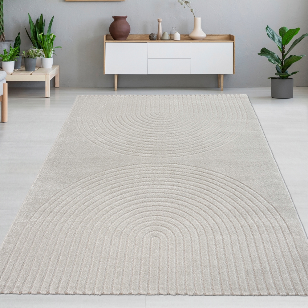 Teppich Wohnzimmer Schlafzimmerteppich mit elegantem Bogenmuster modern in Grau
