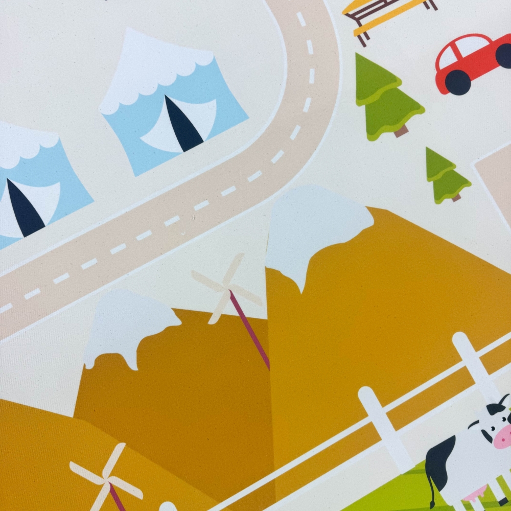 Kinderteppich pflegeleicht rutschfest mit Stadt Motiv in Beige