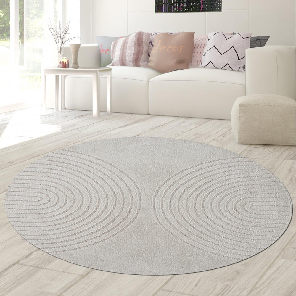 Teppich Wohnzimmer Schlafzimmerteppich mit elegantem Bogenmuster modern in Grau
