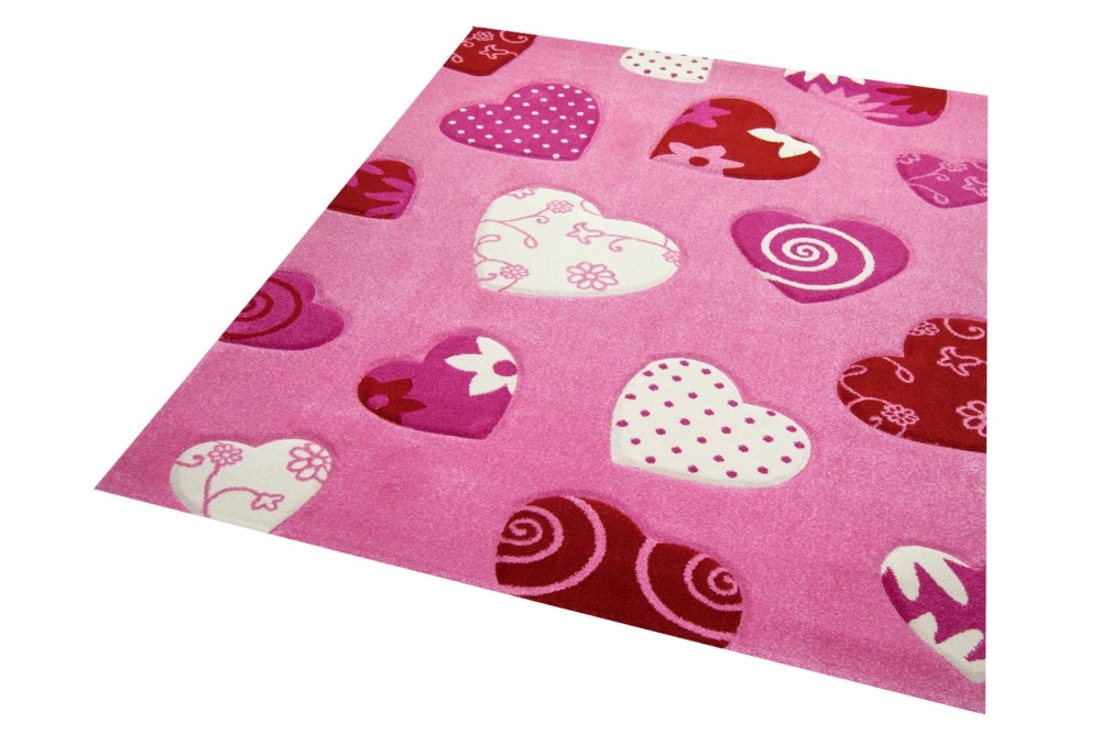 Kinderteppich Spielteppich Babyteppich Mädchen Herz rosa pink