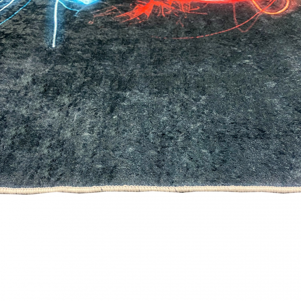 Gaming-Teppich mit lebendigen Neon-Farben und ikonischen Symbolen