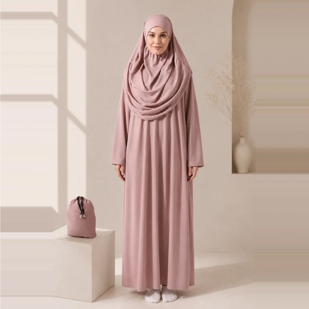 Rosa Gebetsbekleidung für Damen mit Fledermausärmeln und Tasche