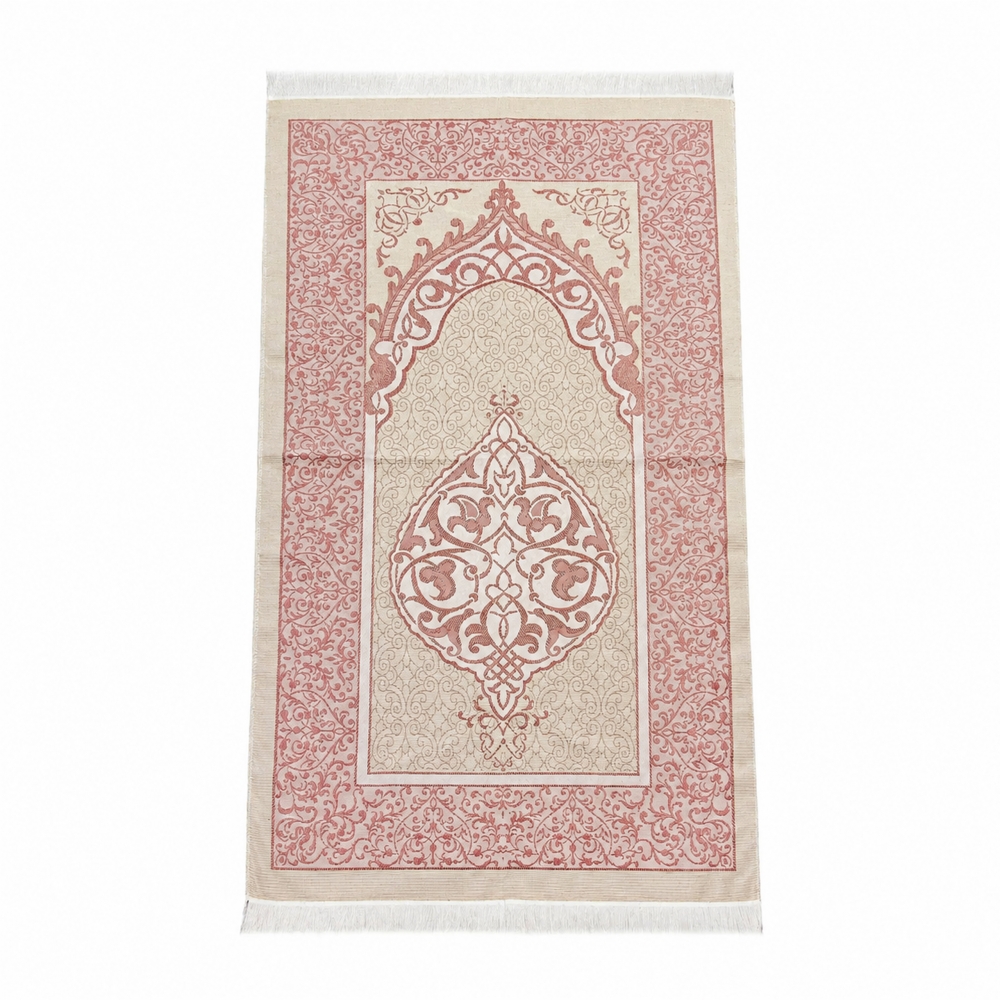 Rosa Gebetsset mit ornamentiertem Teppich Gebetskleid und Kette