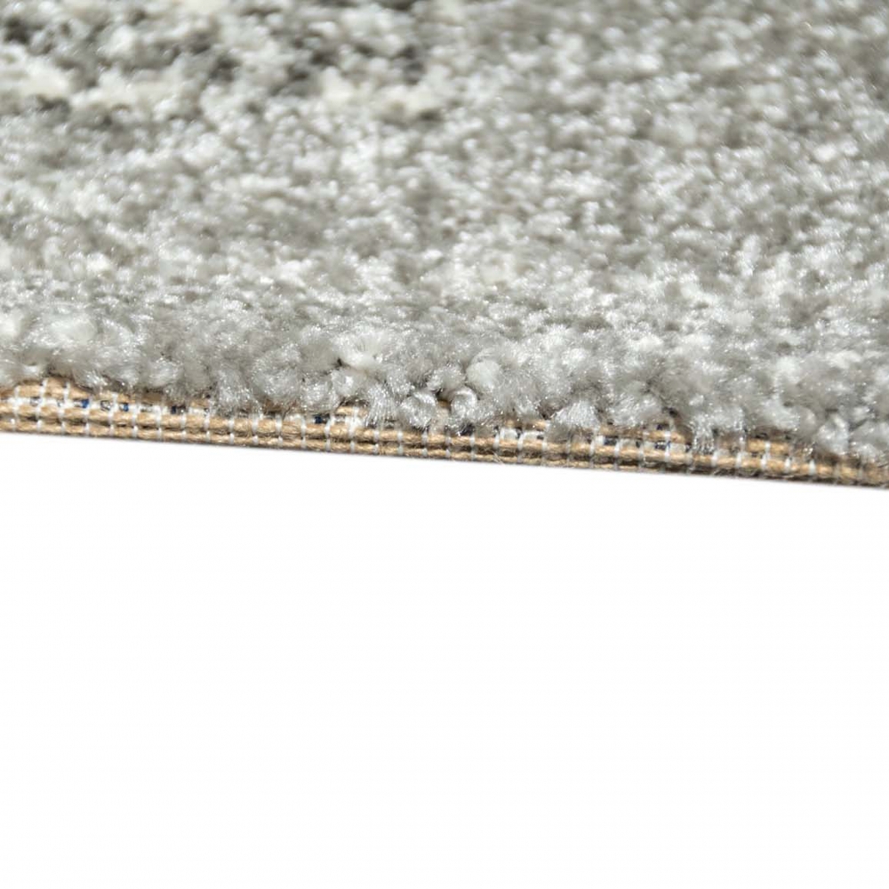 Wohnzimmerteppich Designer Teppich modern kurzflor vintage seitlich gekettelt in grau creme