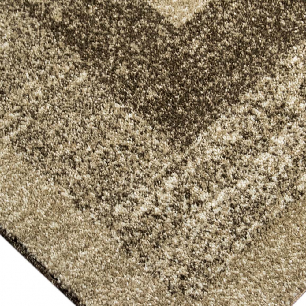Designer Wohnzimmerteppich vintage kurzflor Modern seitlich gekettelt in beige braun