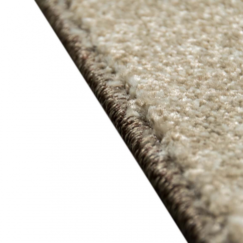 Designer Wohnzimmerteppich vintage kurzflor Modern seitlich gekettelt in beige braun