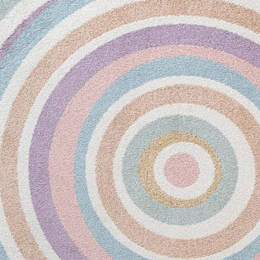 Moderner Kinderzimmer Teppich mit Pastellkreisen – pflegeleicht & weich