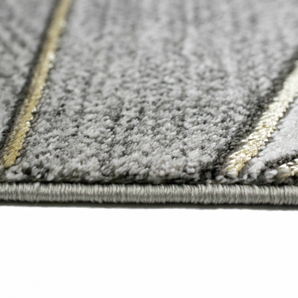 Teppich Wohnzimmer Designerteppich geometrisches Muster grau gold