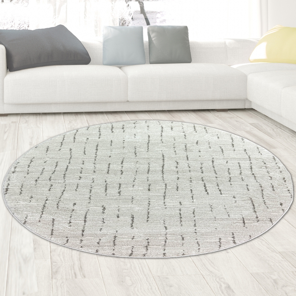 Wohnzimmer Teppich Schlafzimmer weich Strichmuster - creme mit grauen Streifen
