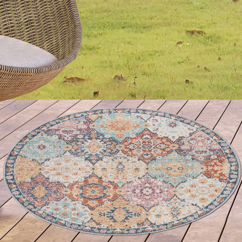 Teppich Outdoor Orientteppich Wohnzimmerteppich Ornamente bunt