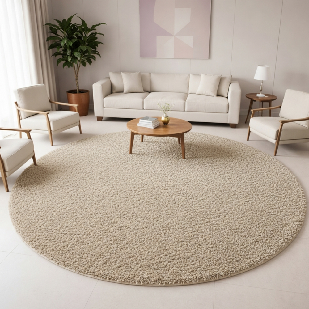 Flauschiger Teppich kuschelig warm in beige