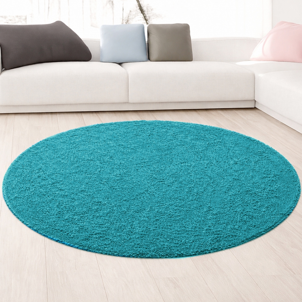 Moderner Hochflor Teppich in Aqua-Türkis – stilvolles Design und angenehme Haptik
