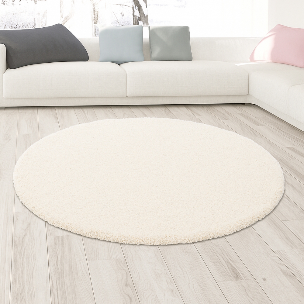 Shaggy Teppich in Creme – moderner Hochflor Teppich mit weicher Struktur und zeitlosem Design
