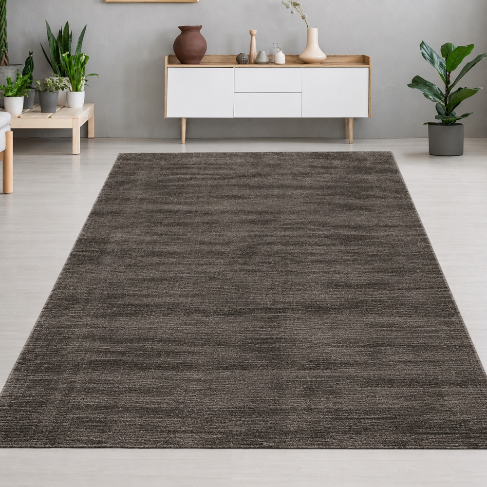 Design Teppich Handgefertigt Viskose Modern Elegant Taupe
