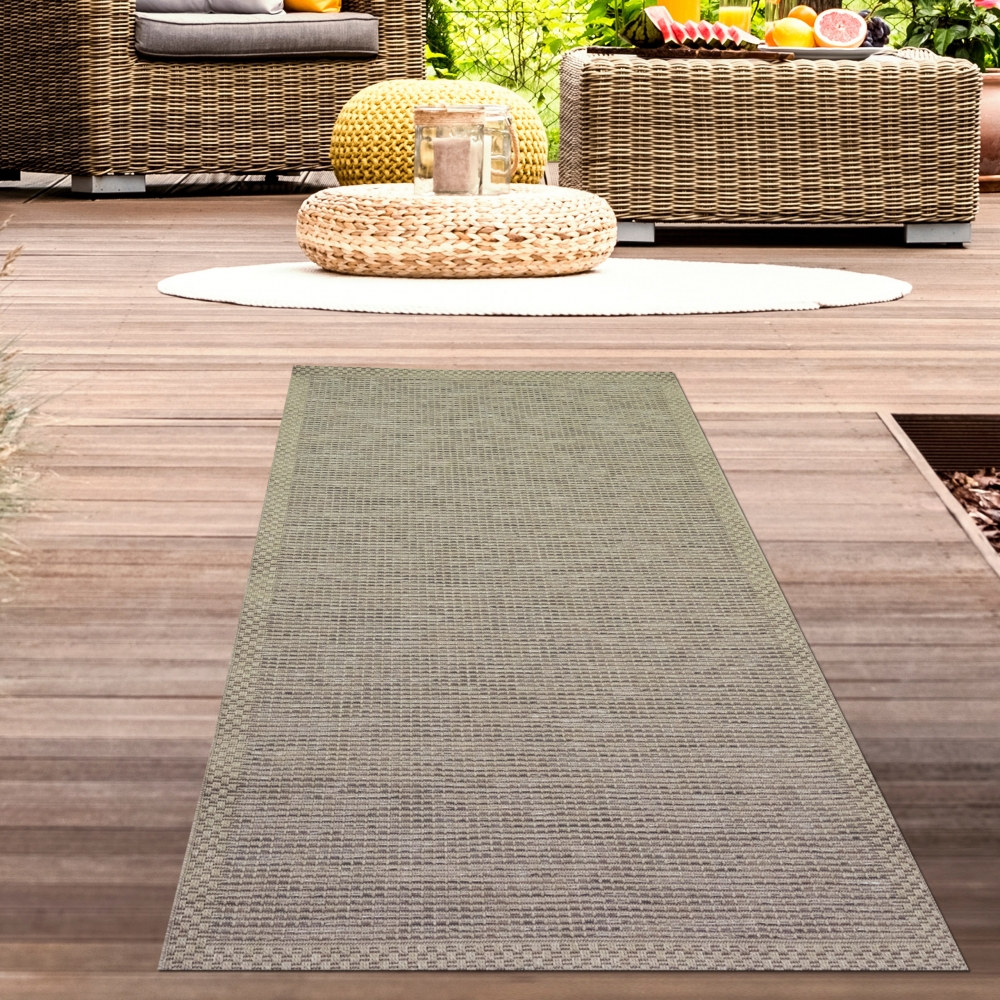 Indoor & Outdoor Teppich Sisal Optik Balkon Küche Terrasse Wohnzimmer - beige grau