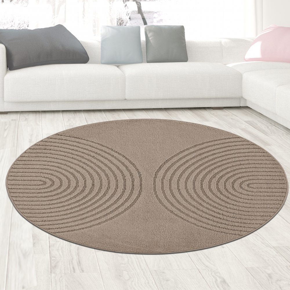 Designteppich Braun mit 3D-Kreismuster elegant und modern