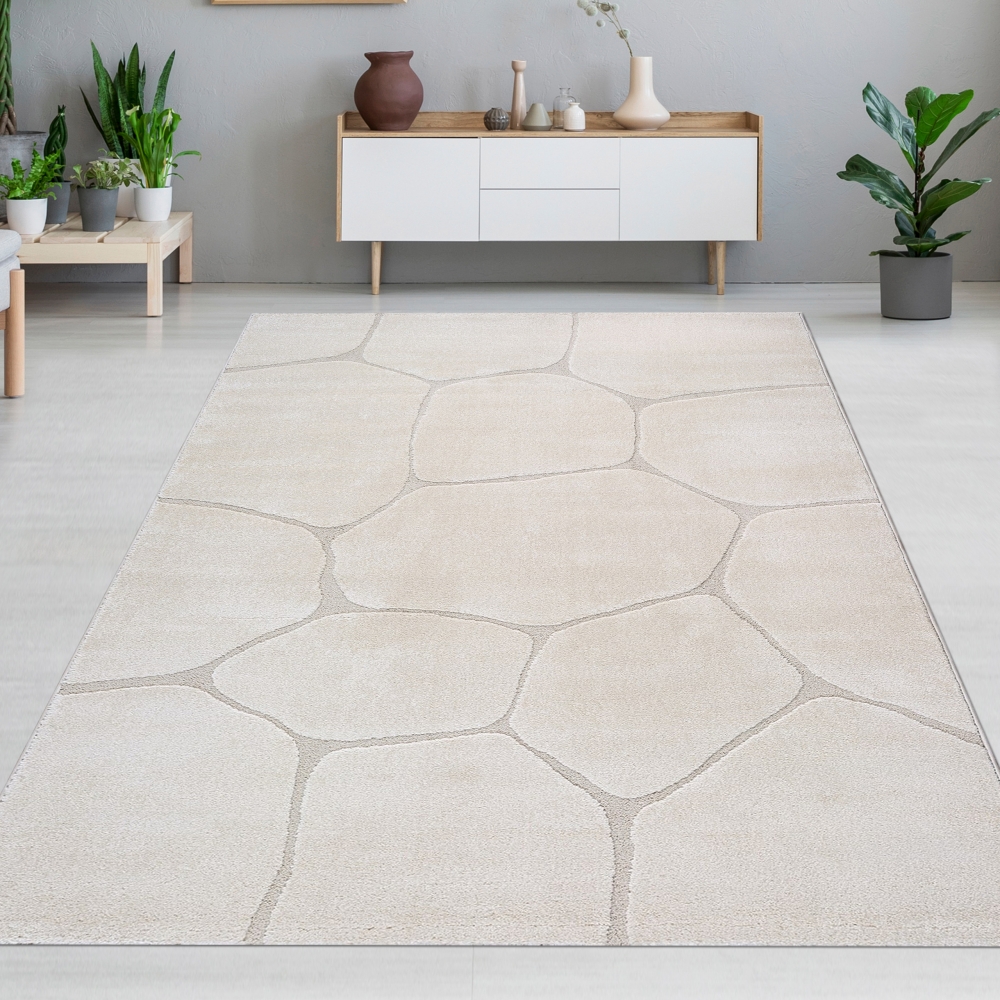 Teppich Wohnzimmer Höheneffekt im abstrakten Muster in creme