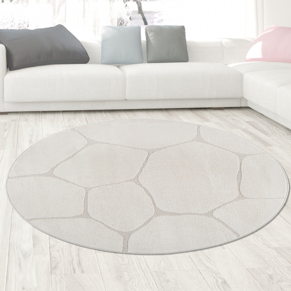 Teppich Wohnzimmer Höheneffekt im abstrakten Muster in creme